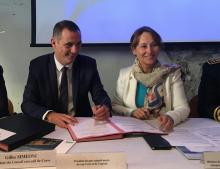 Ségolène Royal et Gilles Simeoni signent un protocole d'accord sur l’approvisionnement en gaz naturel de la Corse dans le cadre de la mise en œuvre de la PPE aujourd"hui à Bastia